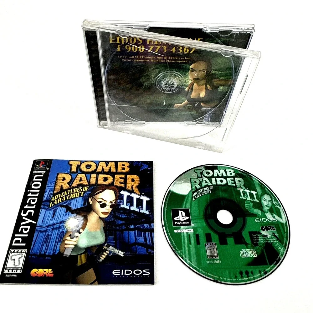 Tomb Raider III 3 Sony PlayStation 1 PS1 Black‎ Label Complete - FAST SHIP